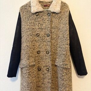 BAD Underground lined Sherpa and suede penny lane long coat size M